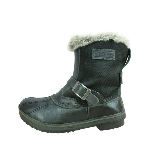 LL Bean Rangley Size 7 M Shoes Black Pac Waterproof Snow Boots Insulated - Picture 1 of 9